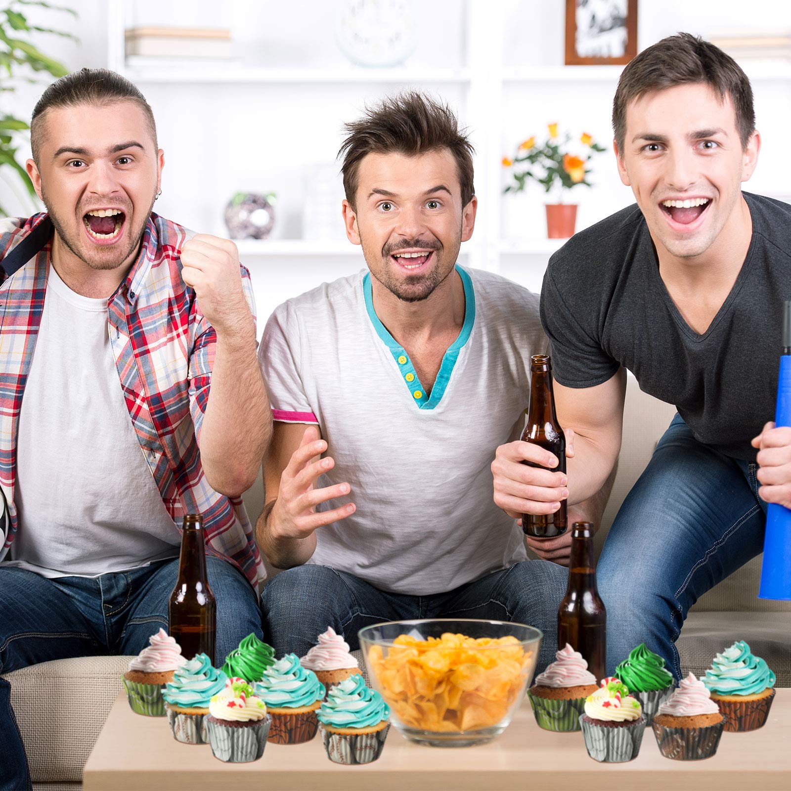 600 Pieces Sports Theme Party Cupcake Liners Basketball Football Volleyball Baseball Rugby Tennis Baking Cups Cupcake Wrappers M